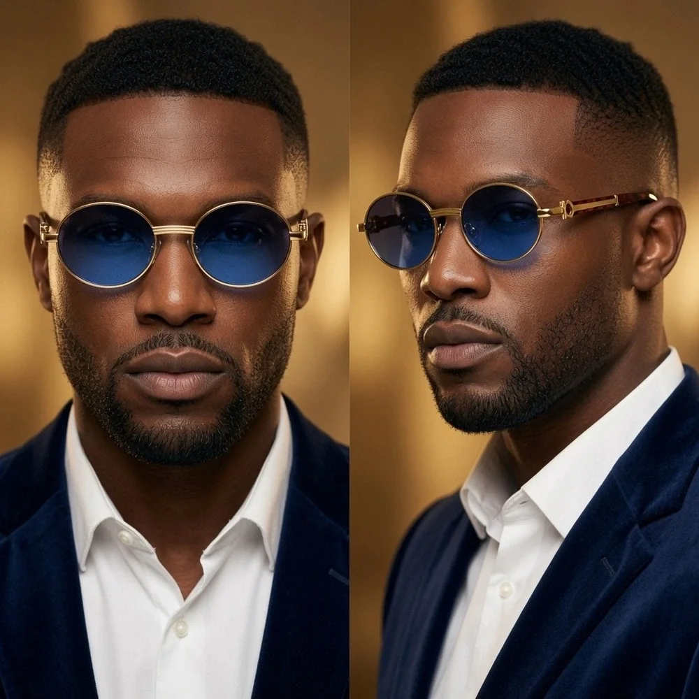 Sunglasses Blue Lens Men's Trendy‎ Fashion Shades Sophisticated Stylish Casual